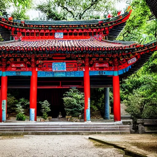 Image similar to ancient Chinese temple in a forest