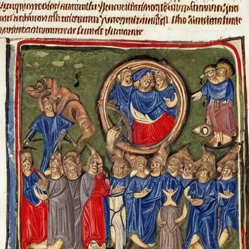 Image similar to a description of hell, painted by winchester psalter.