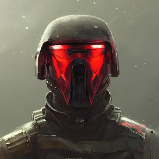 Image similar to portrait of a man by greg rutkowski, mixture between russian and japanese, black messy hair, star wars expanded universe, he is about 2 0 years old, wearing red tactical gear of the galactic triunvirate, highly detailed portrait, digital painting, artstation, concept art, smooth, sharp foccus ilustration, artstation hq