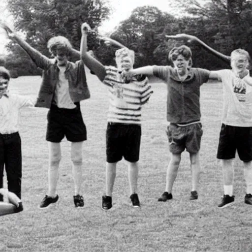 Image similar to a photo of donald trump at age 1 8 playing with his friends in the park