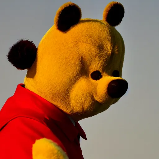 Prompt: realistic Xi Jinping cosplaying as Winnie The Pooh high resolution
