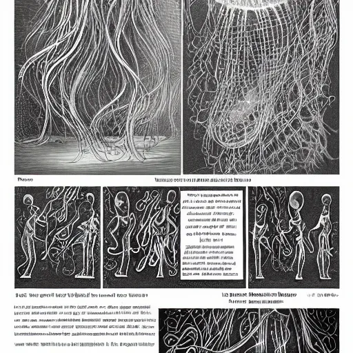 Prompt: jellyfish 4 dultra detailed big written words hello are missing limbs super detailed by printing magazine newspaper cinematic, realistic, intricate