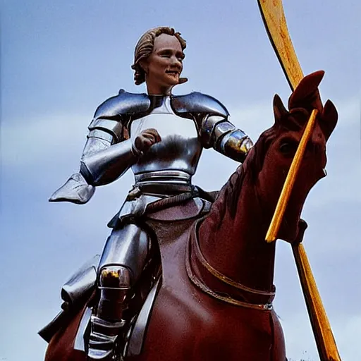 Image similar to action figure of jean d'arc advertising photograph, photographic, hyperreal, 3 5 mm