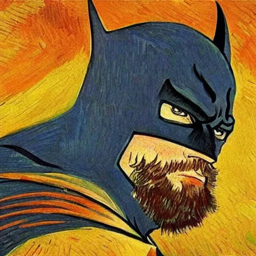 Image similar to Batman painting by Van Gogh