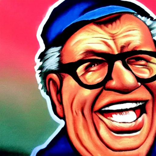 Image similar to painting of harry caray singing in press box in the style of michelangelo