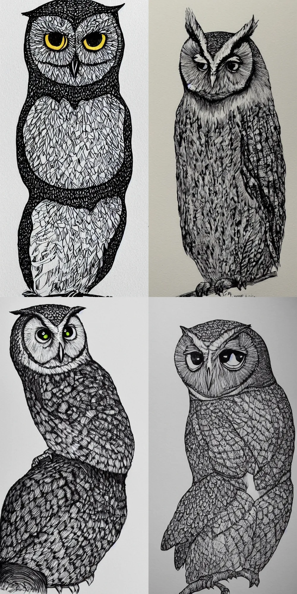 Prompt: beautiful pen and ink of an owl by Evan Cagle.