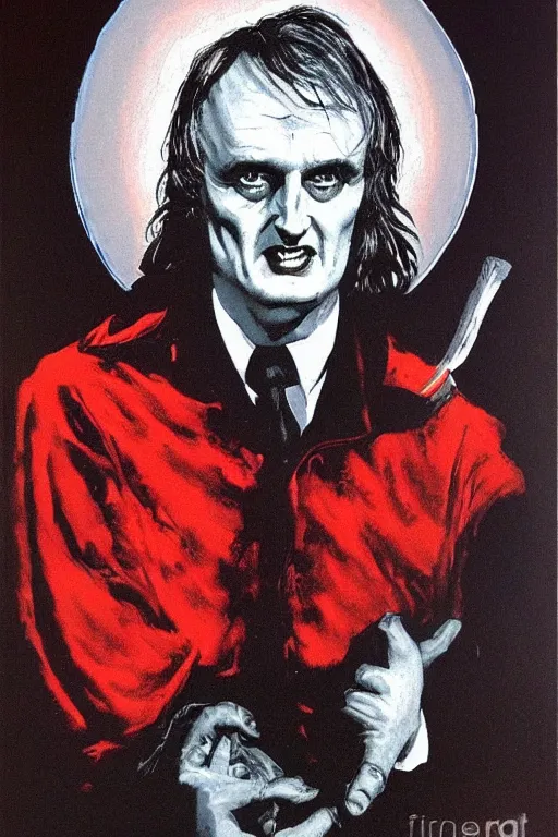 Image similar to portrait of Richard Dawkins as Satan, by Basil Gogos