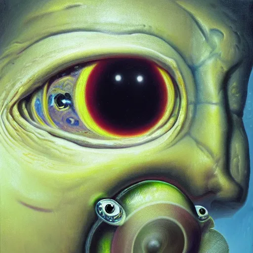 Image similar to a highly detailed portrait of a face made of scary eyeballs, oil on canvas, paul lehr, fine art, masterpiece, 8 k, 4 k, detailed line art, sharp