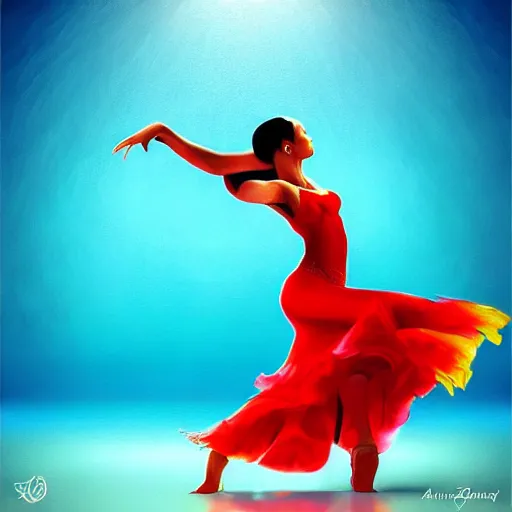 Image similar to semi realistic portrait Salsa Dancing inside clear blue ocean water by AquaSixio, Stanley, strong color overlay, rim light and highlights , by Artgerm Lau, Gesture draw, Salsa Social Dance, couple, Salsa tricks, WLOP, Rossdraws, Gesture draw, James Jean, Andrei Riabovitchev, Marc Simonetti, and Sakimichan, trending on artstation