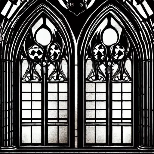 Image similar to portal double doors with a big face carved in the center. gothic medieval baroque. black iron. symmetry. epic. ominous shapes. trending on artstation