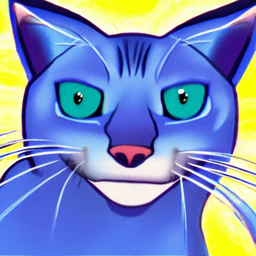 Prompt: a blue cat with water powers,realistic illustration