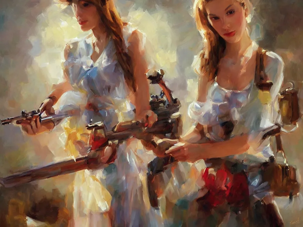 Image similar to lock and load, painting by Vladimir Volegov