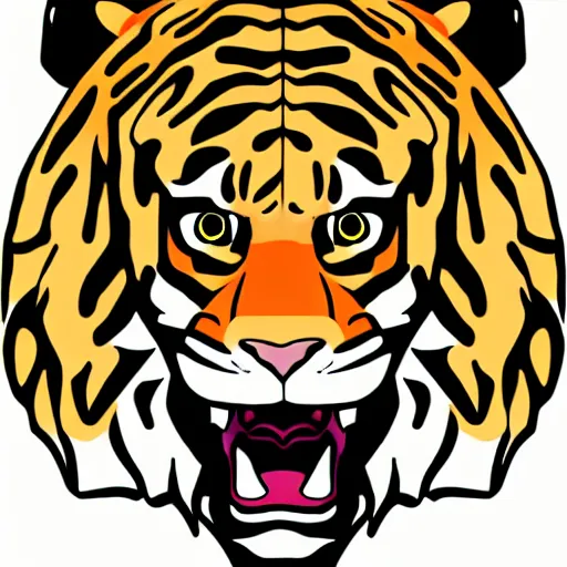 Image similar to anthropomorphized sabertooth tiger illustration, simple with cartoon style, large tusks