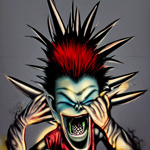 a punk rock rapper alien with black spiked hair | Stable Diffusion | OpenArt