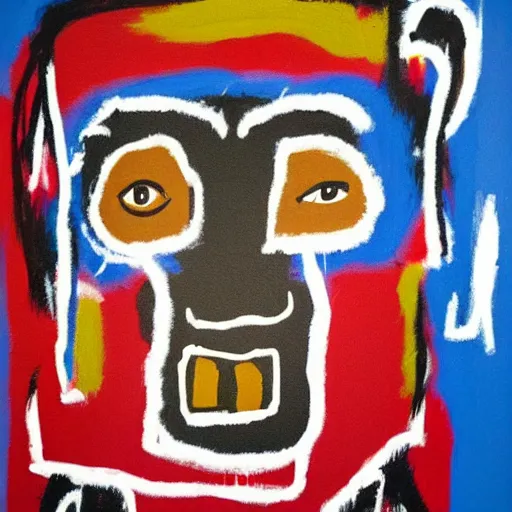Image similar to basquiat portrait of a minimalist monkey