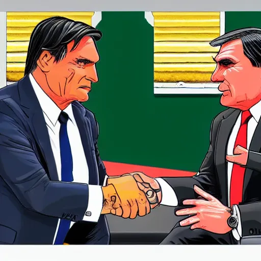 Prompt: bolsonaro asking knuckles the way, hyperrealism, 8k,