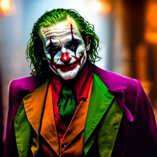 Image similar to stunning awe inspiring ( robin williams ) as the joker 8 k hdr movie still atmospheric lighting