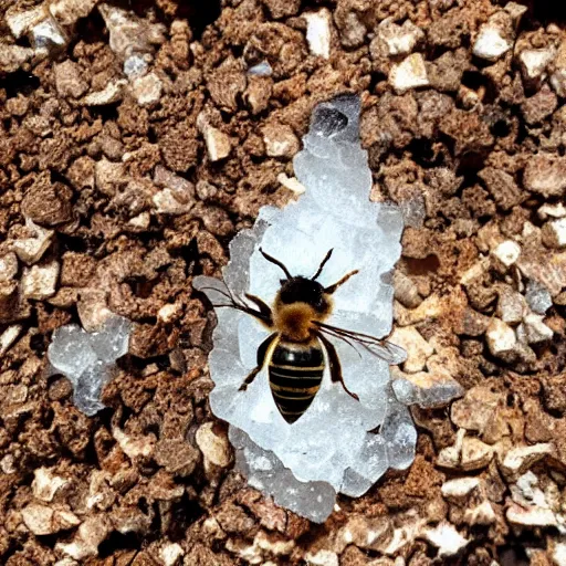 Image similar to a bee fossilized in ice