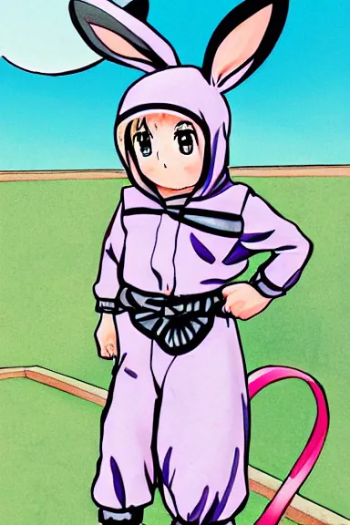 Image similar to attractive little boy wearing an bunny suit, manga style art