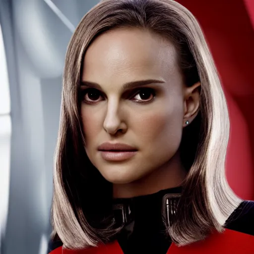 Image similar to Natalie Portman in Star Trek, (EOS 5DS R, ISO100, f/8, 1/125, 84mm, clear face, prime lense)