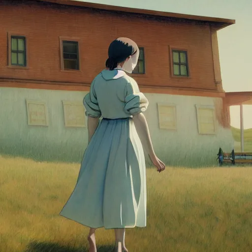 Image similar to Elle Fanning in the painted world of Spirited Away, head and shoulders masterpiece, apocalypse, golden hour, cosmic horror, artstation, in the style of Andrew Wyeth and Edward Hopper and Bosch, extremely detailed