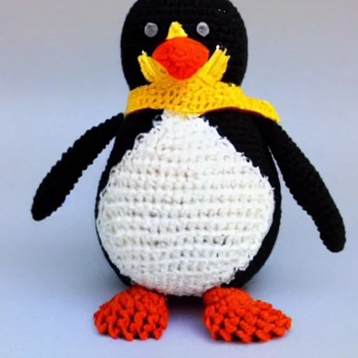 Image similar to crocheted penguin doll,