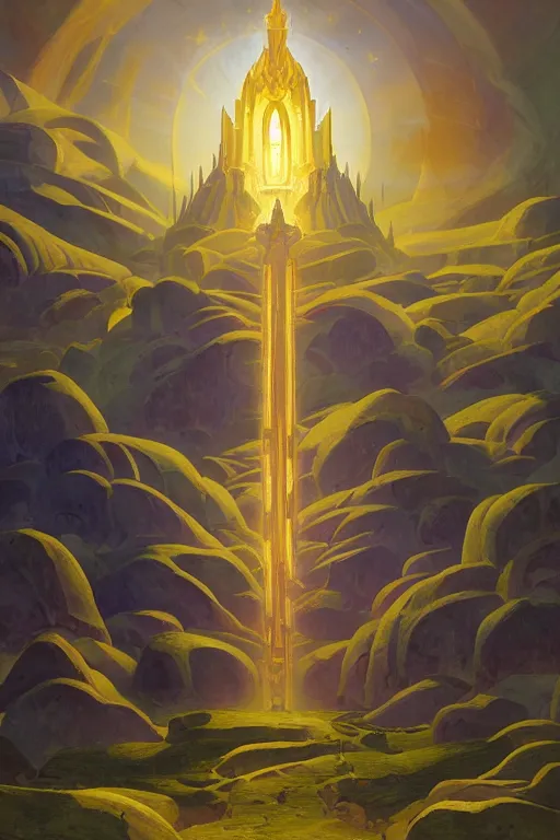 Image similar to glorious painted tower of the sun and the lost stars, by Sylvain Sarrailh and Nicholas Roerich and jean delville and Tyler Edlin, dramatic cinematic lighting , beautiful garden, ornate carved architecture, smooth, sharp focus, extremely detailed
