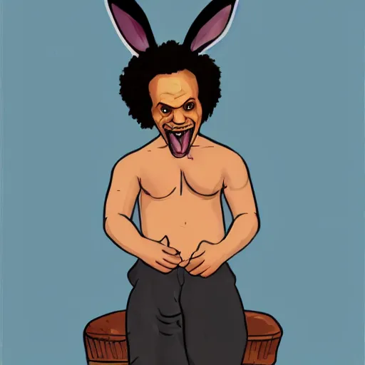 Prompt: Concept art character of Eric Andre as a Playboy bunny