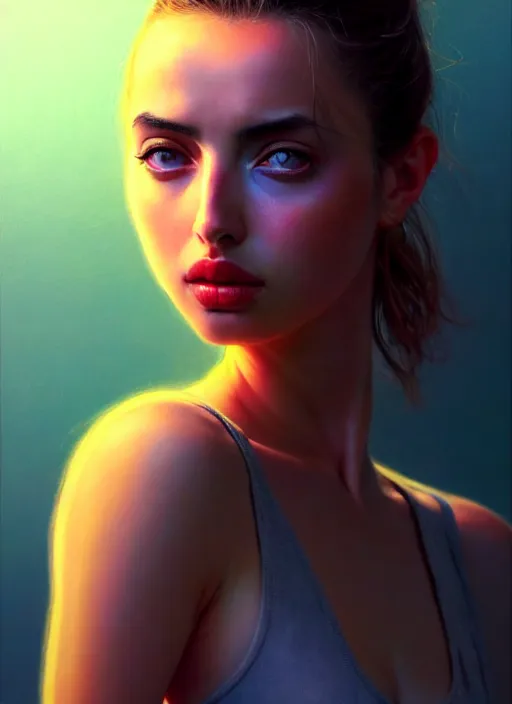 Image similar to hyper realistic zoomed out portrait of ana de armas wearing clothes from the fifth element, rachael rosen from blade runner, by hsiao ron cheng, ngai victo, nivanh chanthara jean delville wlop and dougherty patrick, trending on artstation, soft light