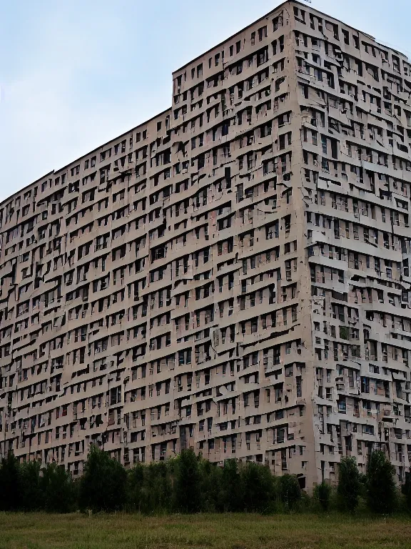 Image similar to low - cost soviet residental building, photo, full shot