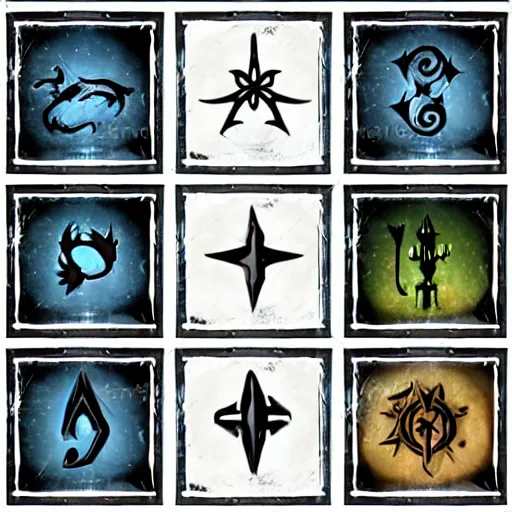 Prompt: fantasy witch swamp rpg game spell symbols