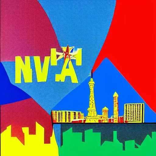 Image similar to painting of las vegas skyline in style of pop art