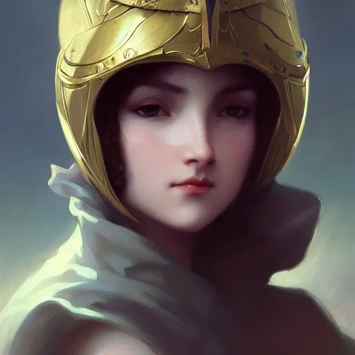 Image similar to a high fantasy girl wearing an armor, by william - adolphe bouguereau, peter mohrbacher and craig mullins, face close up, official media, beautiful, detailed, high quality, wallpaper 4 k, epic, trending on artstation and behance, gelbooru, konachan