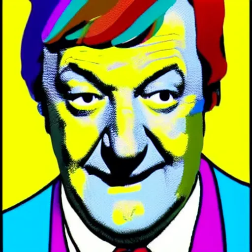 Prompt: rainbow stephen fry. pop art.