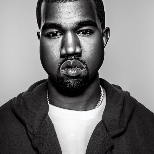 Image similar to the face of young kanye west at 1 5 years old, portrait by julia cameron, chiaroscuro lighting, shallow depth of field, 8 0 mm, f 1. 8