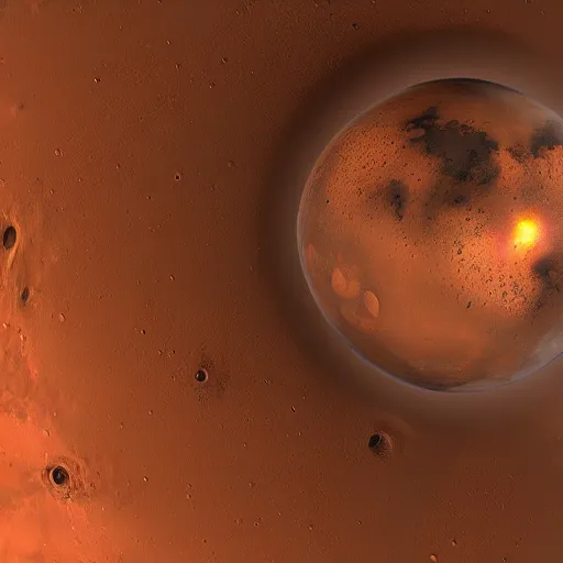 Prompt: mars colliding with earth, 3 d, explosion, debris