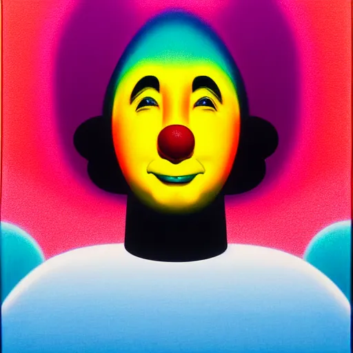 Image similar to sad clown by shusei nagaoka, kaws, david rudnick, airbrush on canvas, pastell colours, cell shaded, 8 k