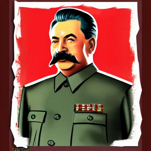 Image similar to stalin in style of patrick lambert