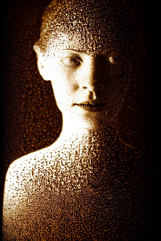 Prompt: portrait of a woman made by wet clay filing drop, ice - carving, editorial photography, film grain, f / 2 2, low contrast, kodachrome, 3 - dimensional, 4 k, hsv, quaternary, 6 spotlight, nixie tube, matte, dirt, mud, clay