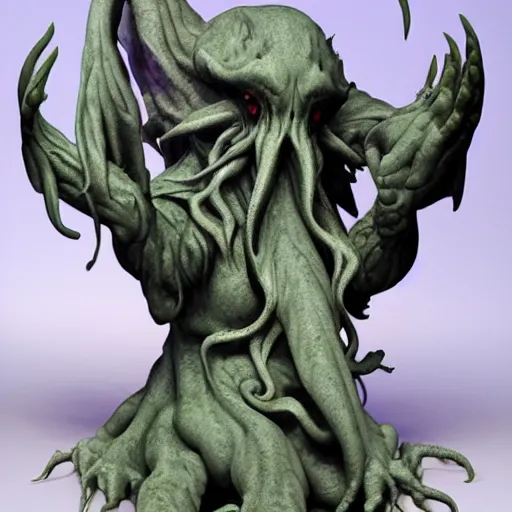 Image similar to cthulhu creature as a marble statue, very detailed, hyper realism