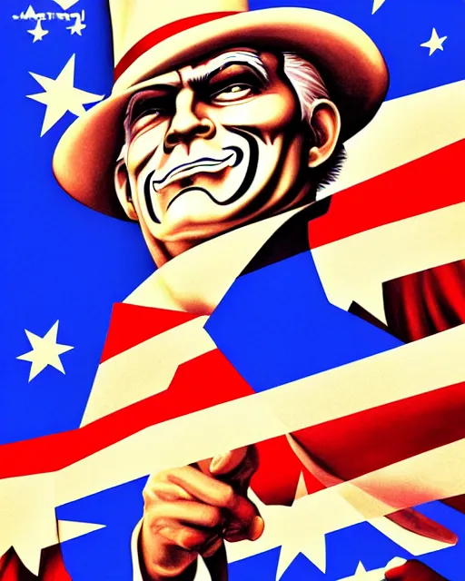 Prompt: anonymous uncle sam in the style of cuban communist propaganda poster art in the year 1 9 8 7 ultra realistic, concept art, intricate details, highly detailed, photorealistic, octane render, 8 k, unreal engine. art by artgerm and magali villeneuve