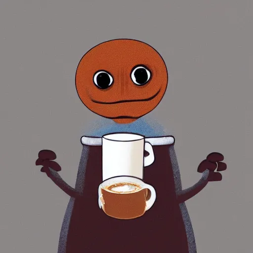 Prompt: Pepe drinking a coffee and closing his eyes, digital art