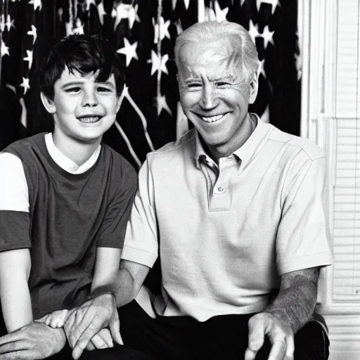 Image similar to A portrait photo of joe biden teams up with a teenage joe biden, perfect faces, 50 mm, award winning photography