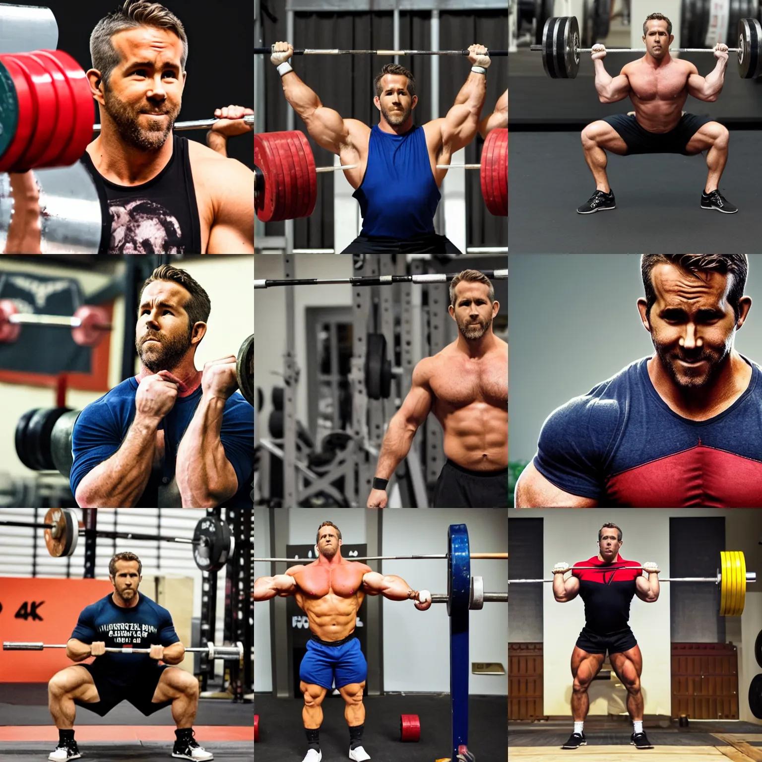 Prompt: ryan reynolds as a powerlifter, 4 k hd