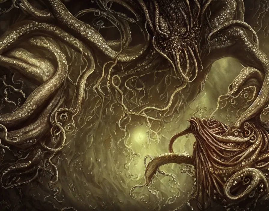 cthulhu eat human brain, by lovecraft, tentacles, | Stable Diffusion ...