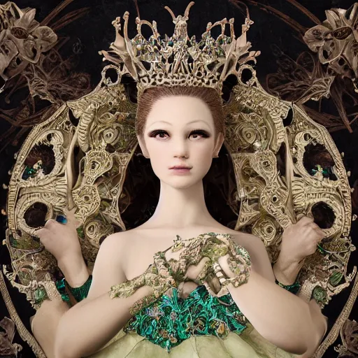 Prompt: princess of emerald ballerina, ornate, intricate, hyper detailed, stunning, 4 k, octane render