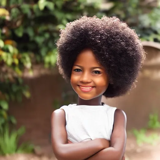 Image similar to a african, american girl with round afro