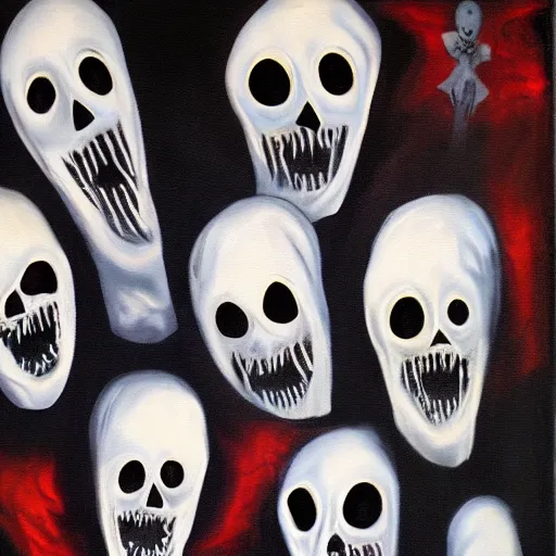 Image similar to scary horror ghosts, oil painting, 8 k,