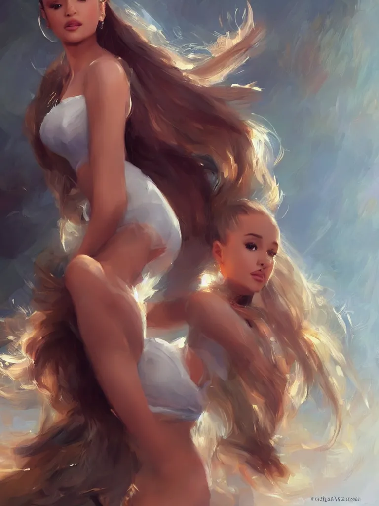 Image similar to ariana grande, digital art by Vladimir Volegov, full body, artstation, highly detailed