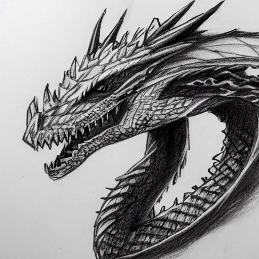 Image similar to pencil sketch of a dragon